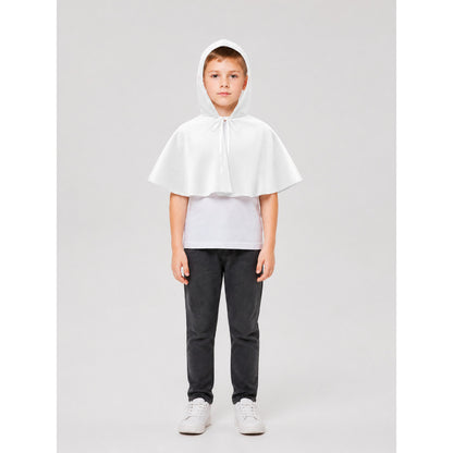 Short hooded cape with neck ties for cosplay on-model view