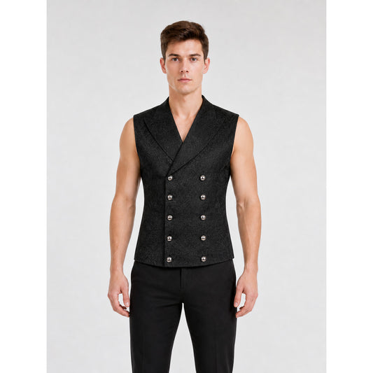 Double-Breasted Jacquard Vest for a Look