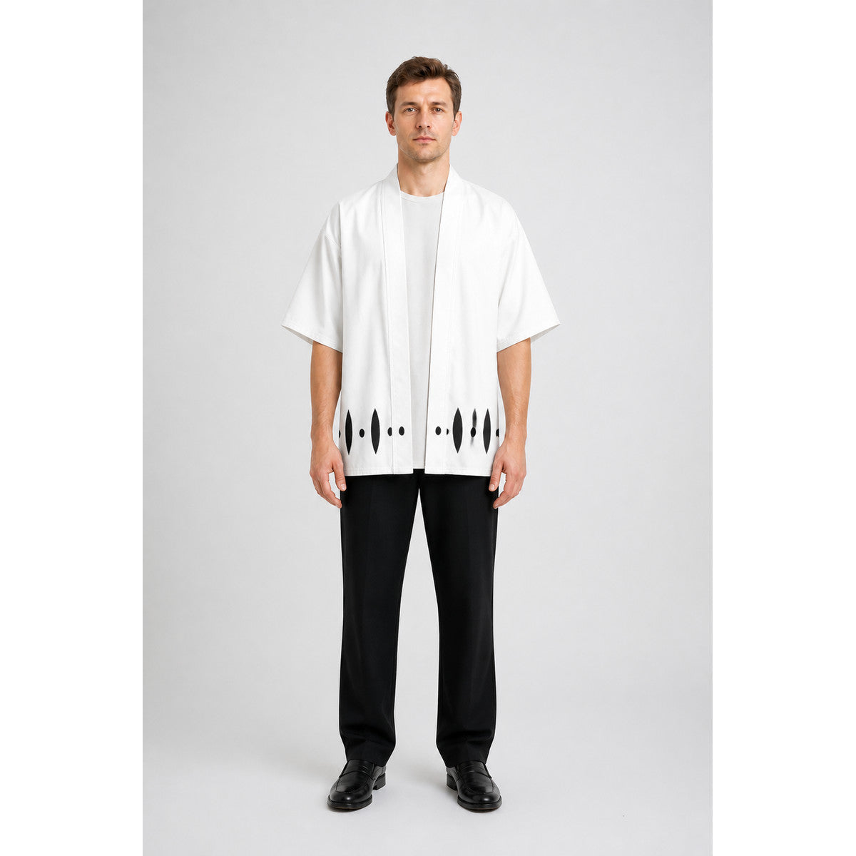 Bleach Cosplay Haori, White with Black Pattern main product view