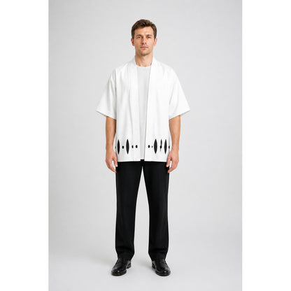 Bleach Cosplay Haori, White with Black Pattern main product view