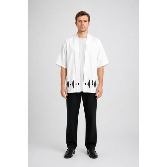 Bleach Cosplay Haori, White with Black Pattern main product view
