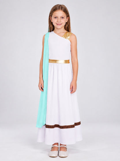 Carnival Dress with Turquoise Cape and Belt