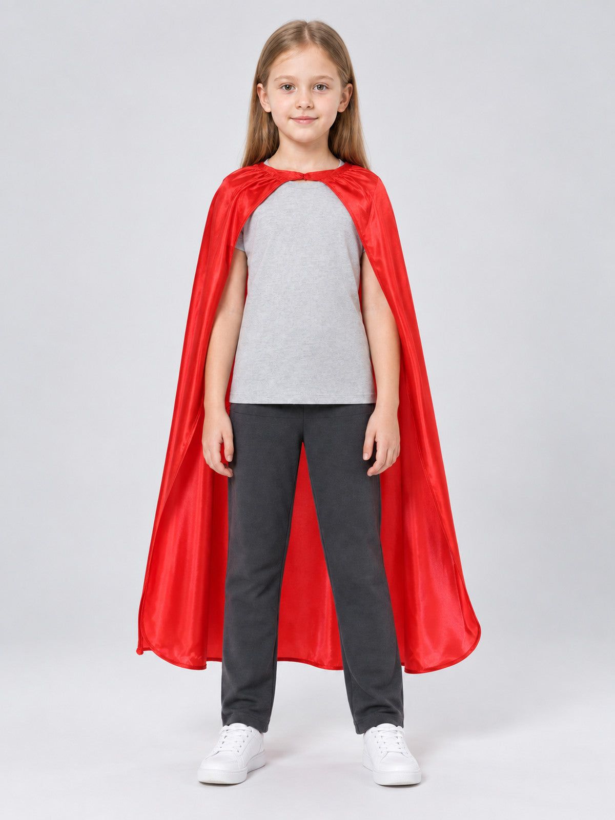 Long Red Superhero Cape with Gold Emblem