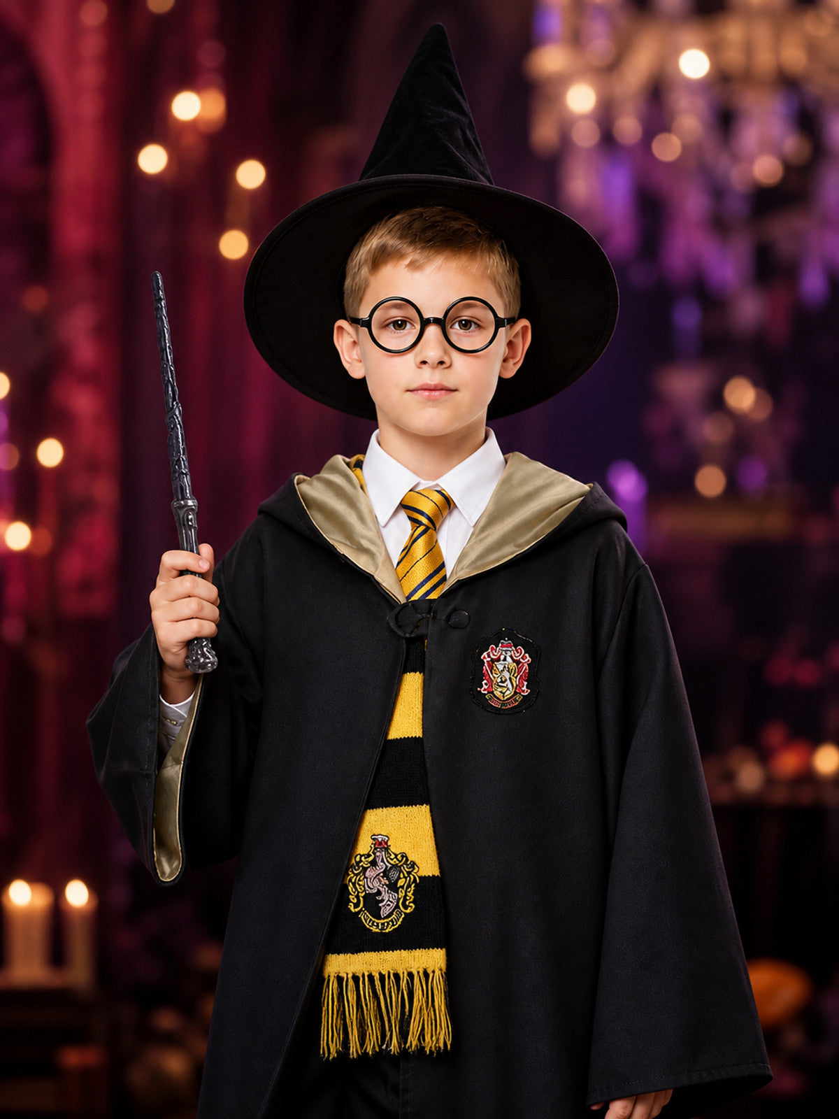 Hufflepuff Wizard Costume with Hood for Cosplay
