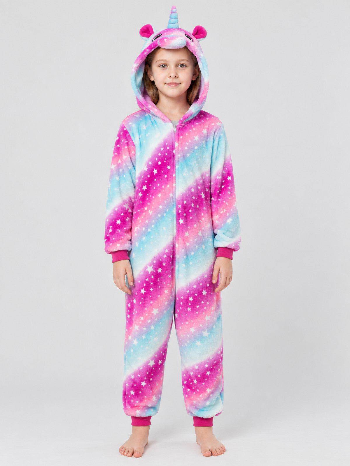 Hooded Pajama Jumpsuit with Horn and Ears