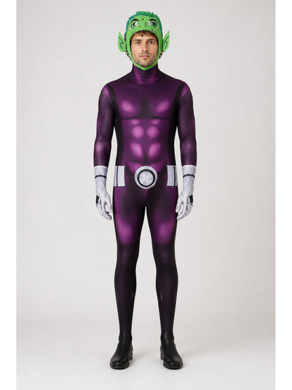 Teen Titans Cosplay Costume with Mask and Muscle Definition main product view