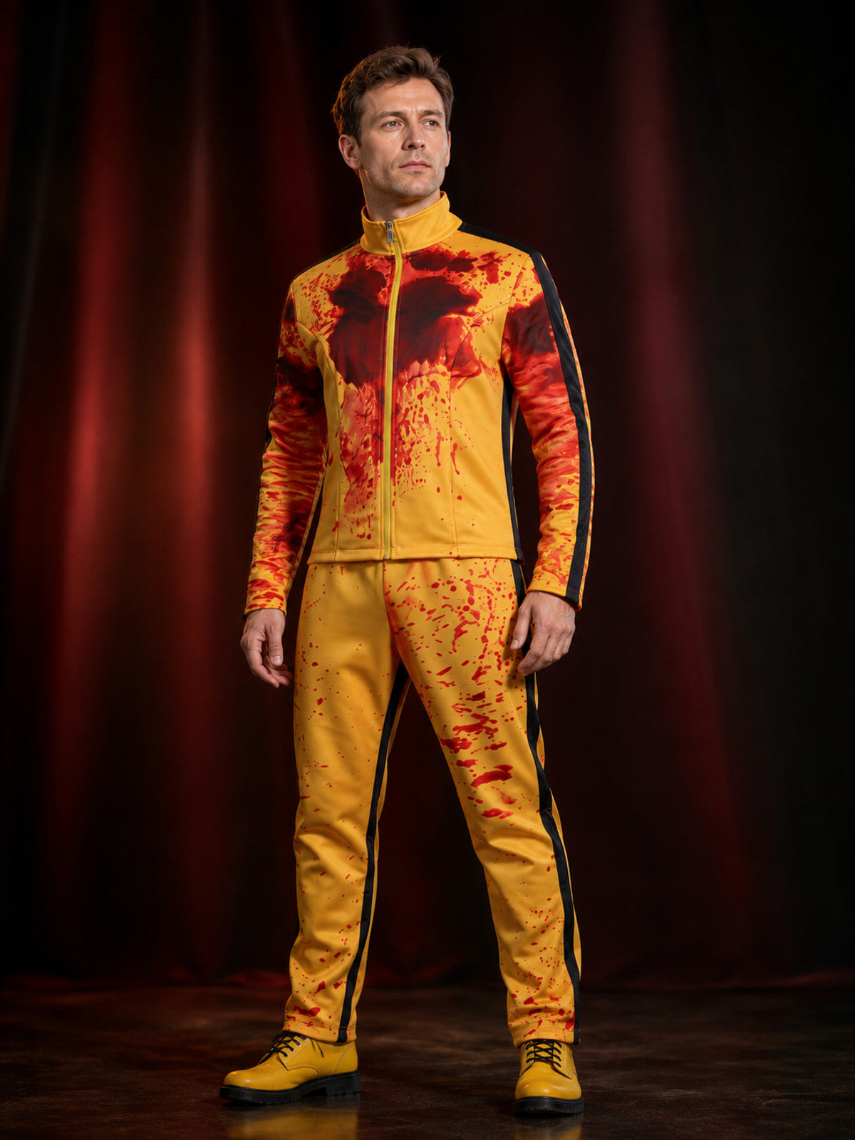 Kill Bill Yellow Cosplay Costume with Blood Print main product view