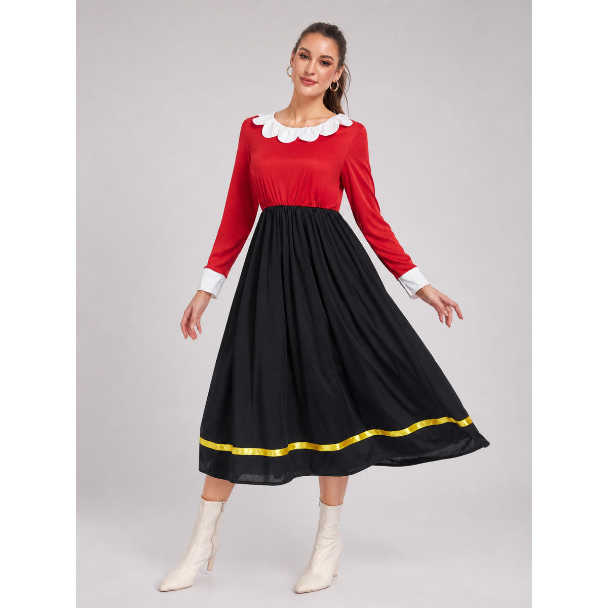 Sailor Cosplay Dress, Red and Black with Yellow Trim