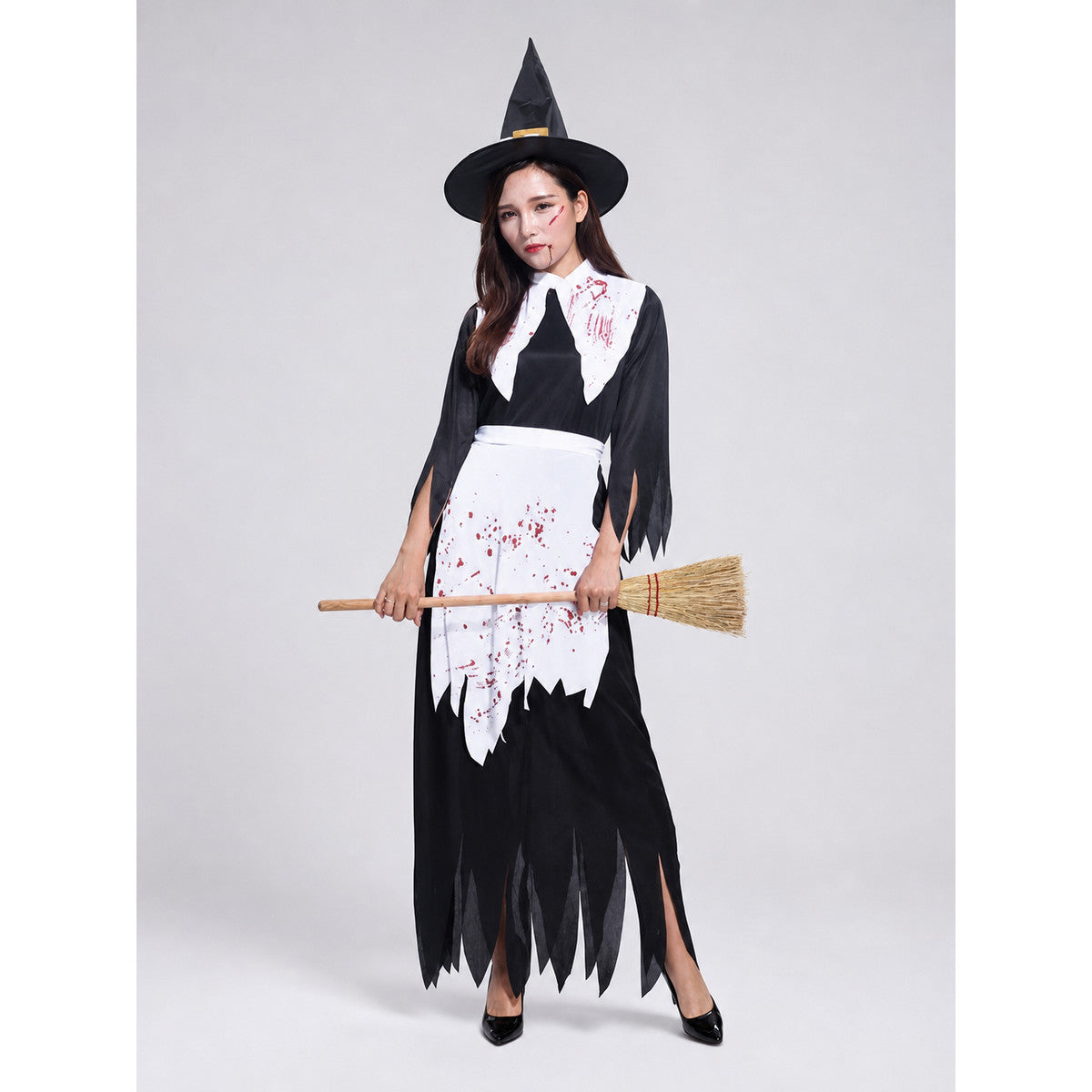Witch Costume with Hat and Broom for Cosplay