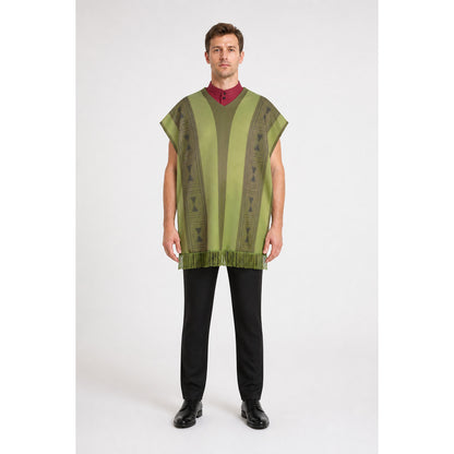 Cosplay costume with a sleeveless fringed tunic and pants main product view