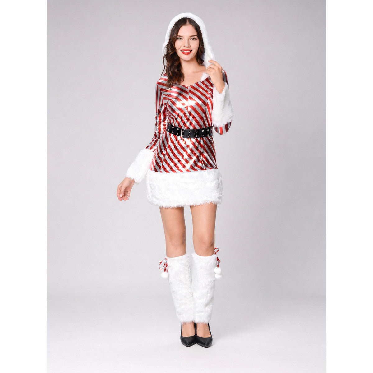 Christmas Hooded Costume with Fur Trim