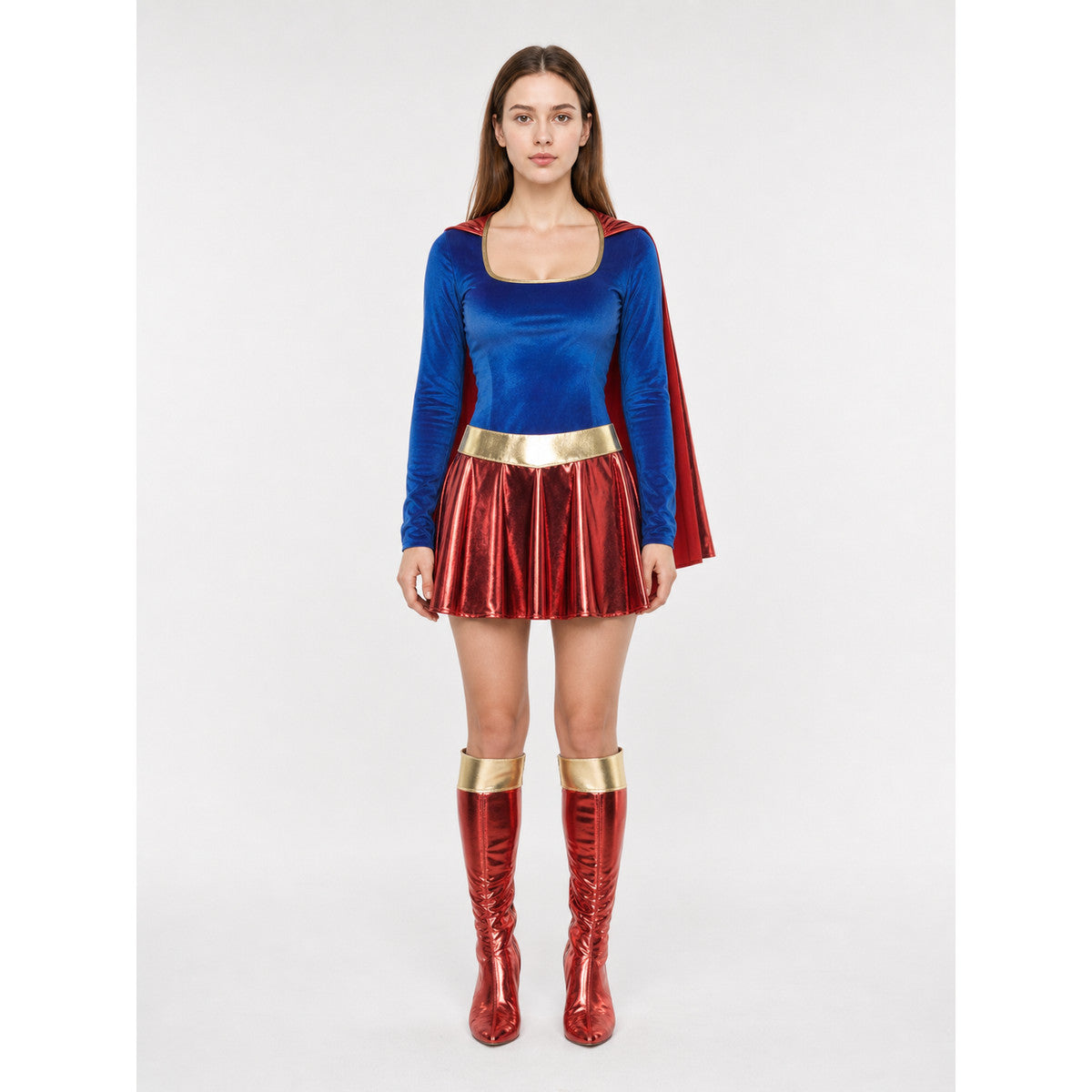 Stage Costume with Cape and Skirt in Red and Blue