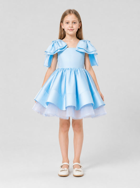 Dressy Full-Skirt Performance Dress with Bow on-model view
