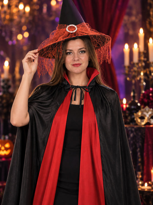 Halloween Cape with Pointed Hat and Mesh