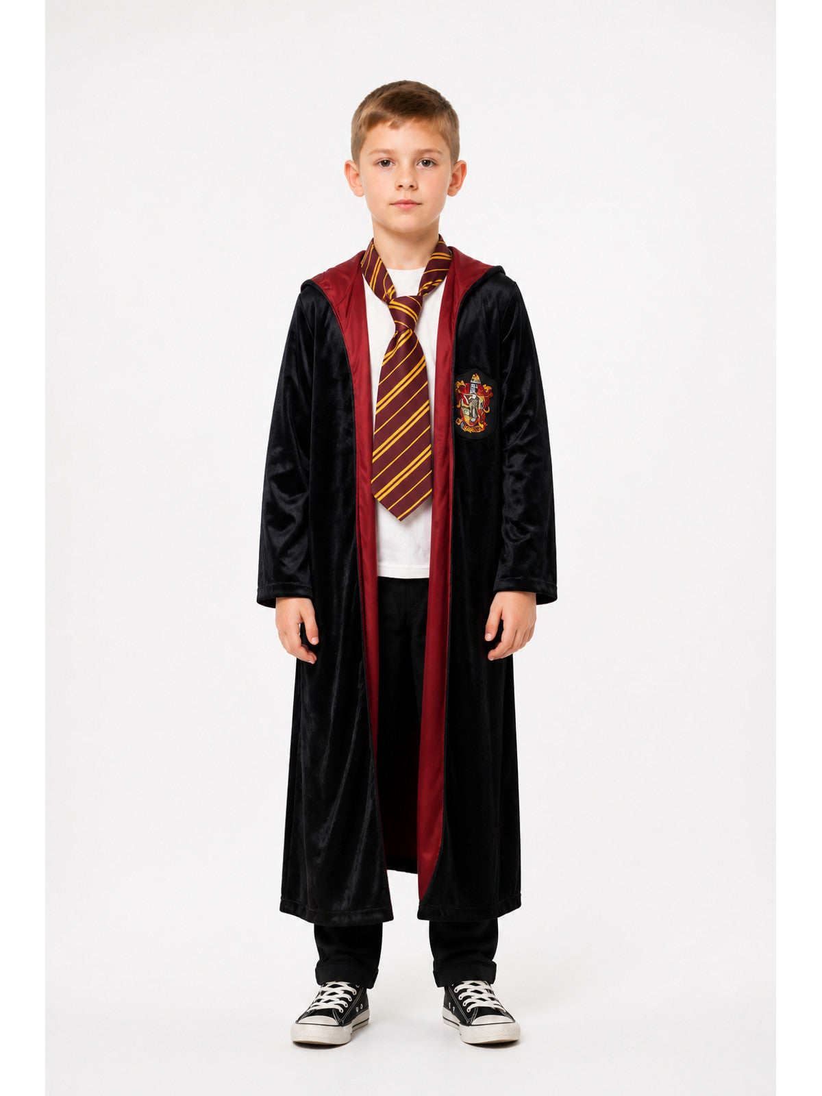 Hooded Robe, Black with Red Lining main product view