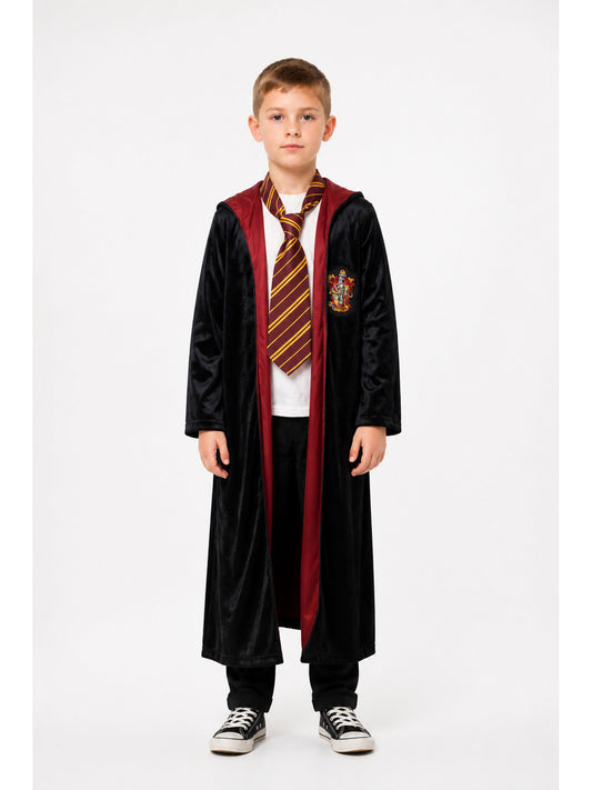 Hooded Robe, Black with Red Lining main product view