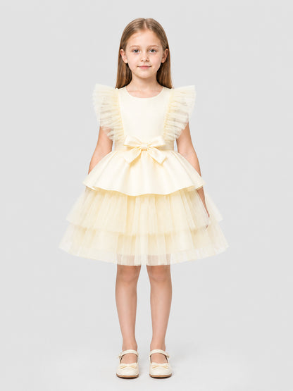 Children’s Princess Dress with a Full Skirt and Bow on-model view