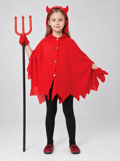 Children’s Carnival Costume with Hood and Horns on-model view