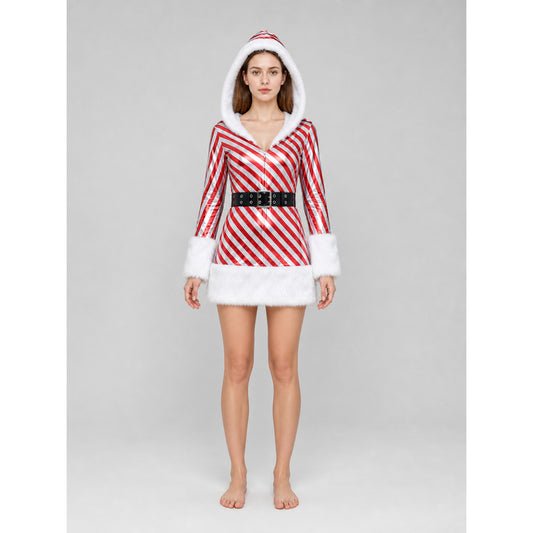 Festive Costume Dress with Hood and Belt