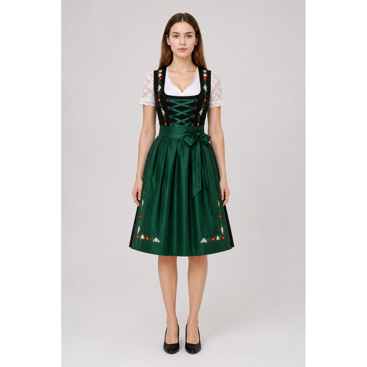 Dress with Corset Lacing and Lace Sleeves main product view
