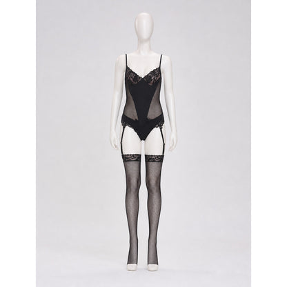 Black Lace and Mesh Bodysuit with Garters main product view