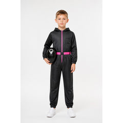 Children's Black Jumpsuit with Mask for Cosplay and Halloween