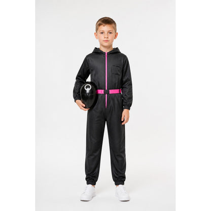 Children's Black Jumpsuit with Mask for Cosplay and Halloween main product view