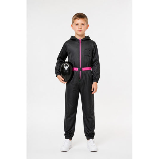 Children's Black Jumpsuit with Mask for Cosplay and Halloween main product view