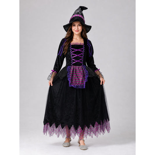 Witch cosplay dress costume with black hat