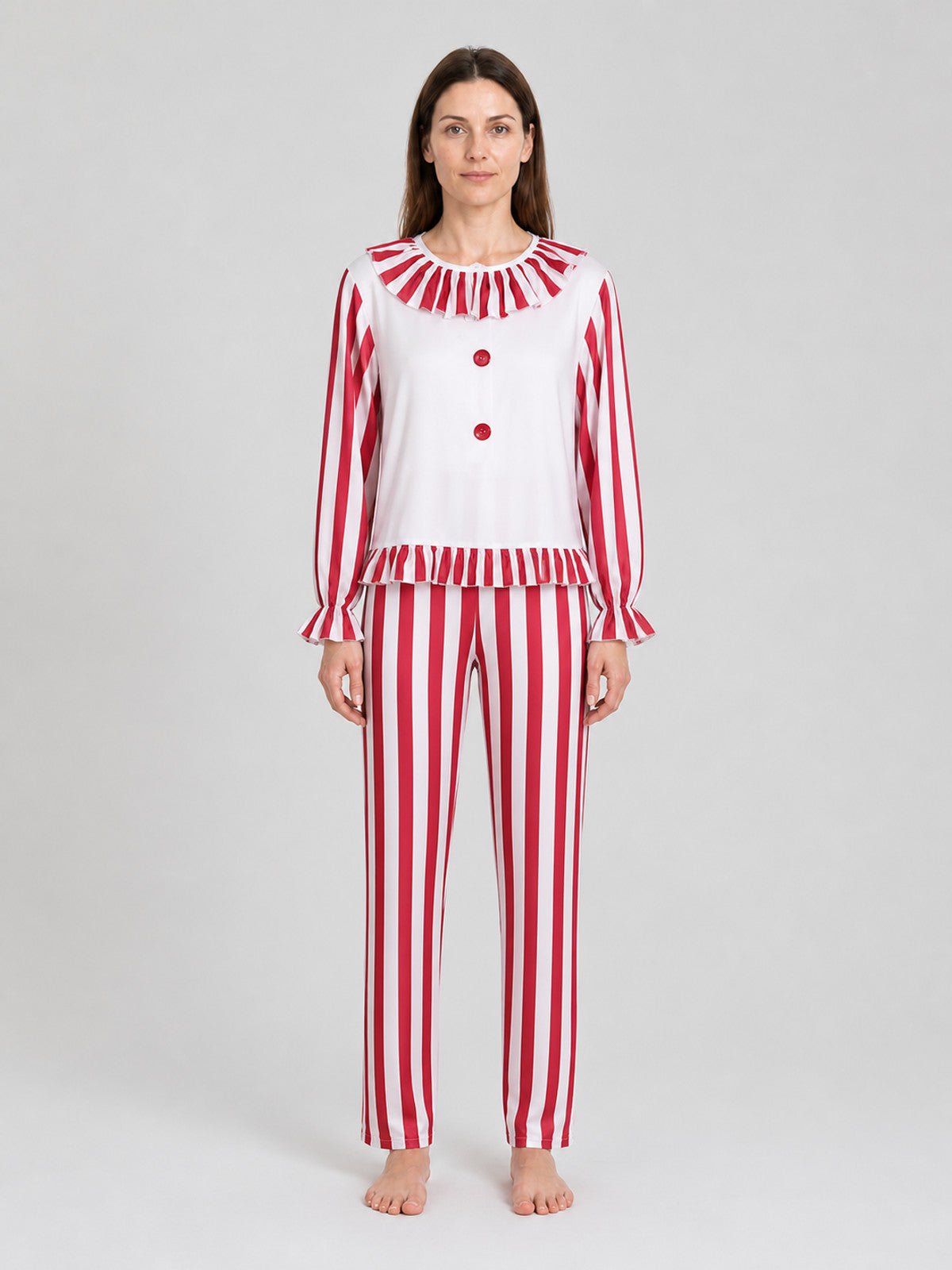 Clown Cosplay Costume, Red and White, 2-Piece on-model view