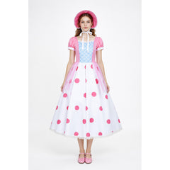 Cosplay Dress with Full Skirt and Polka-Dot Hat