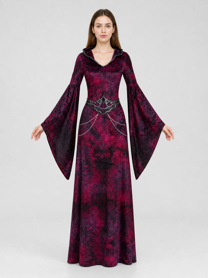 Gothic-Style Hooded Costume Dress front view