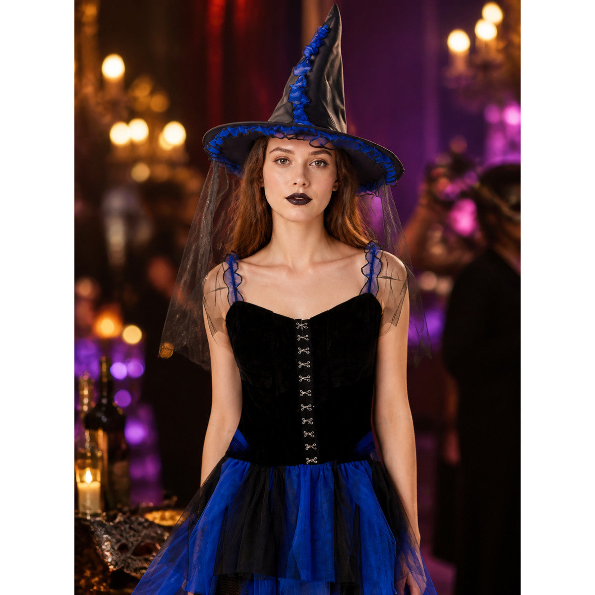 Halloween Witch Costume with Hat and Veil