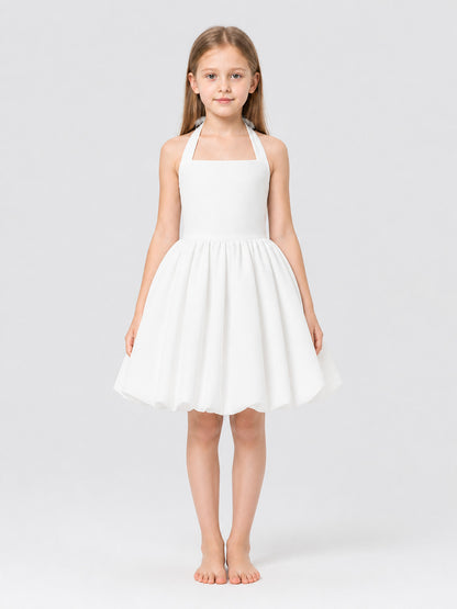 Dressy Dress with Neck Ties, Bow, and Full Skirt on-model view