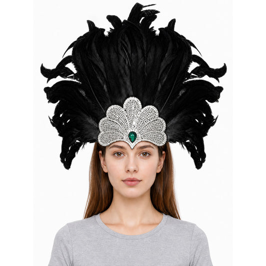 Feather and Bead Headpiece for Masquerade