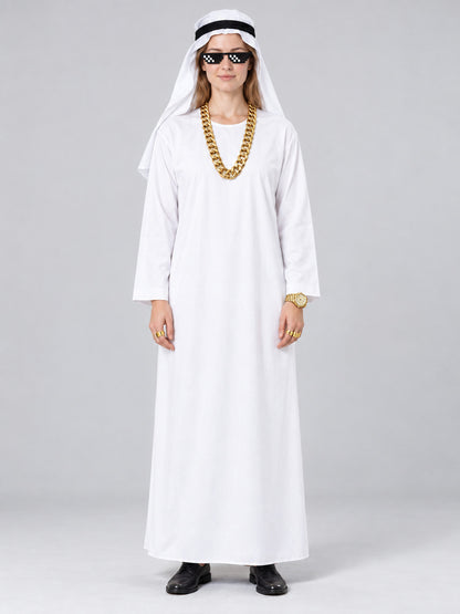 Traditional white shirt with headwear and glasses