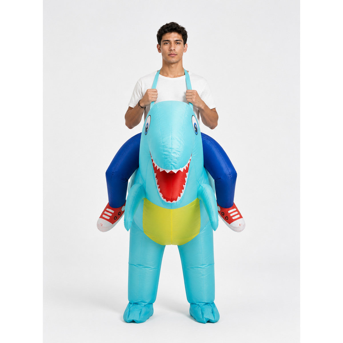 Inflatable Dinosaur Costume with Open Mouth front view