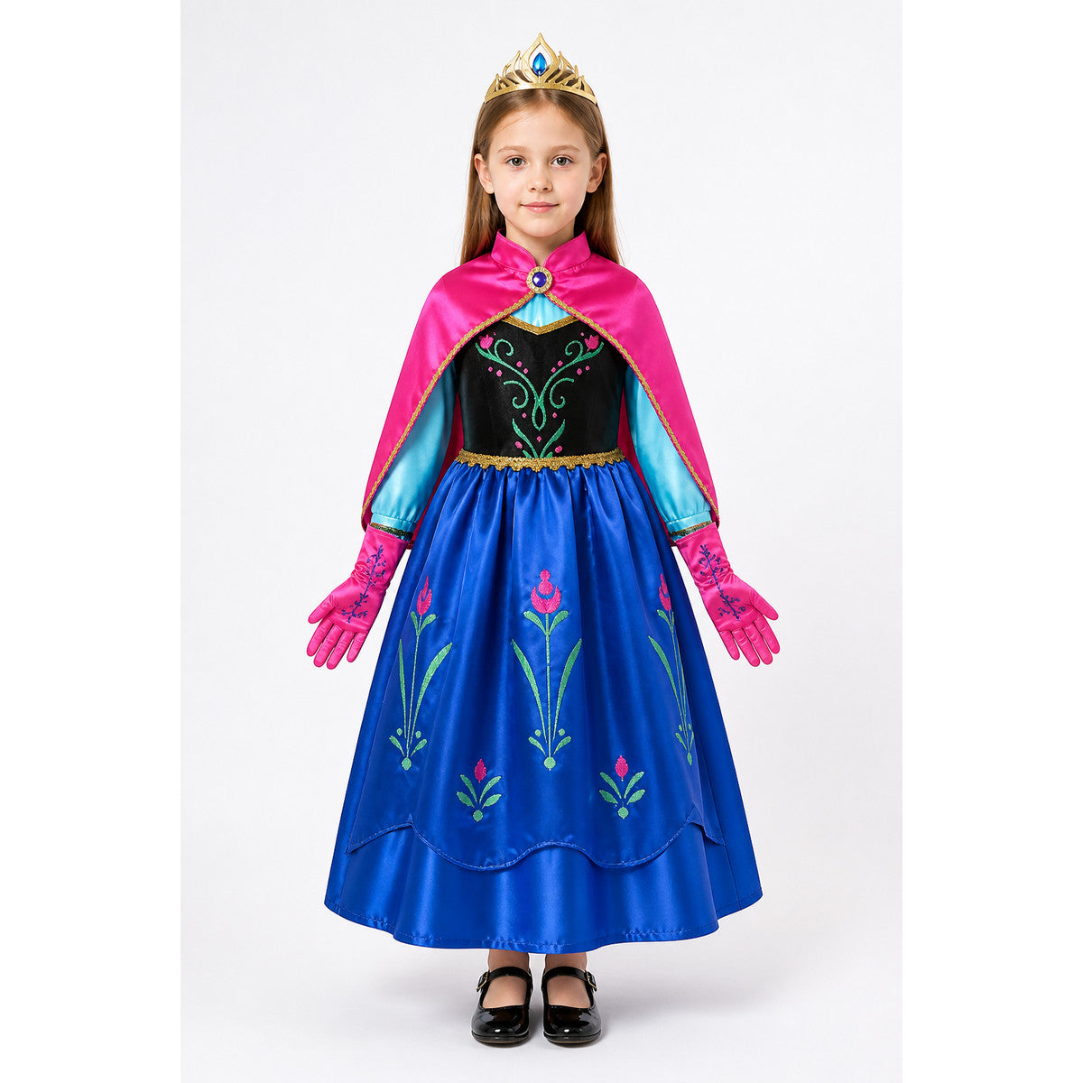 Princess Anna Costume with Cape and Crown main product view