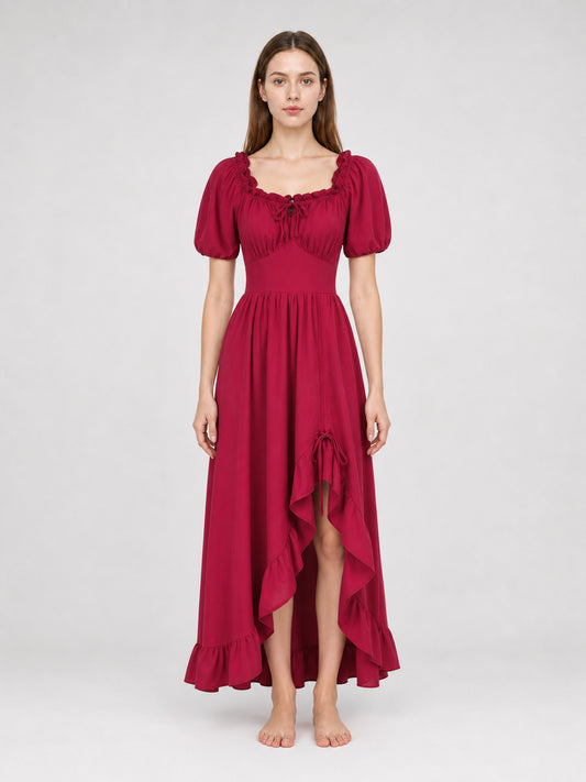 Vintage-Style Maxi Dress with Corset Bodice front view