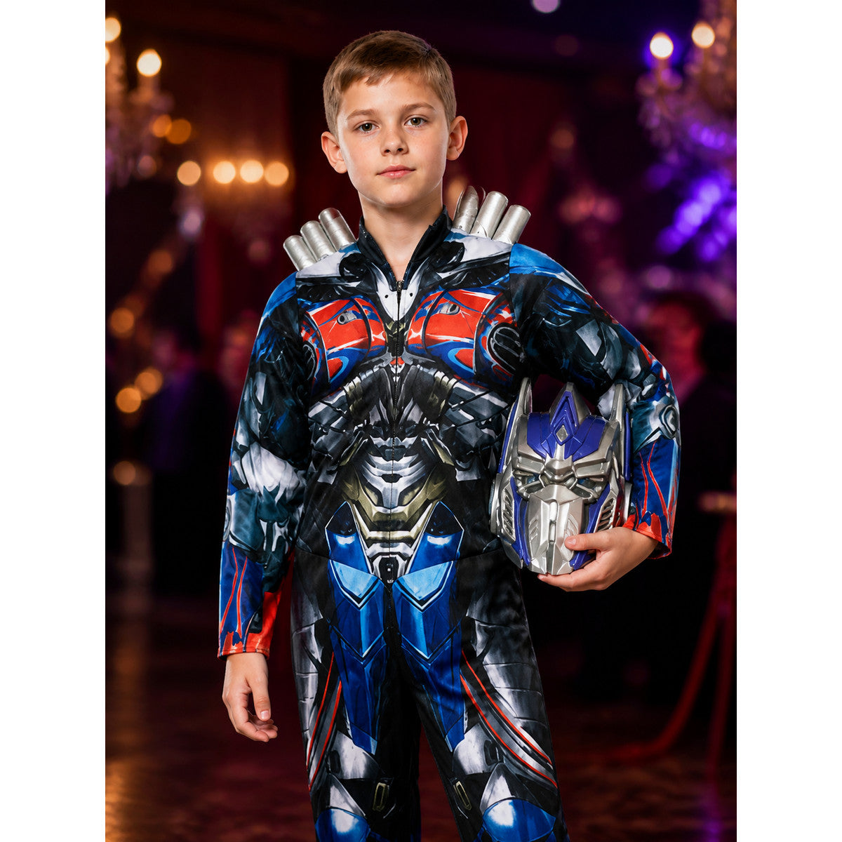 Kids Mechanical Robot Armor Bodysuit Costume with Matching Mask, Halloween on-model view
