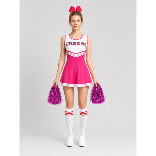 Cheerleading Costume with Bow and Pom-Poms CHEERS on-model view