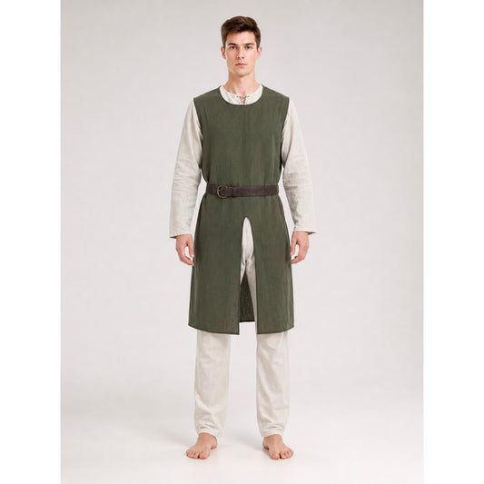 Green Cotton-Linen Sleeveless Tunic