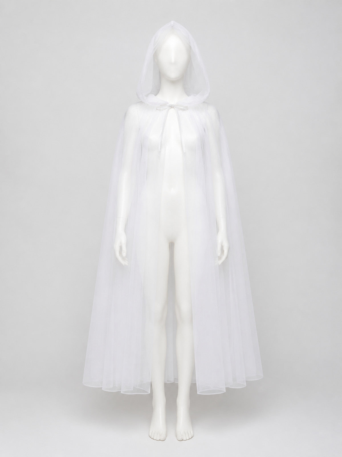 White Hooded Cloak for Halloween Cosplay on-model view