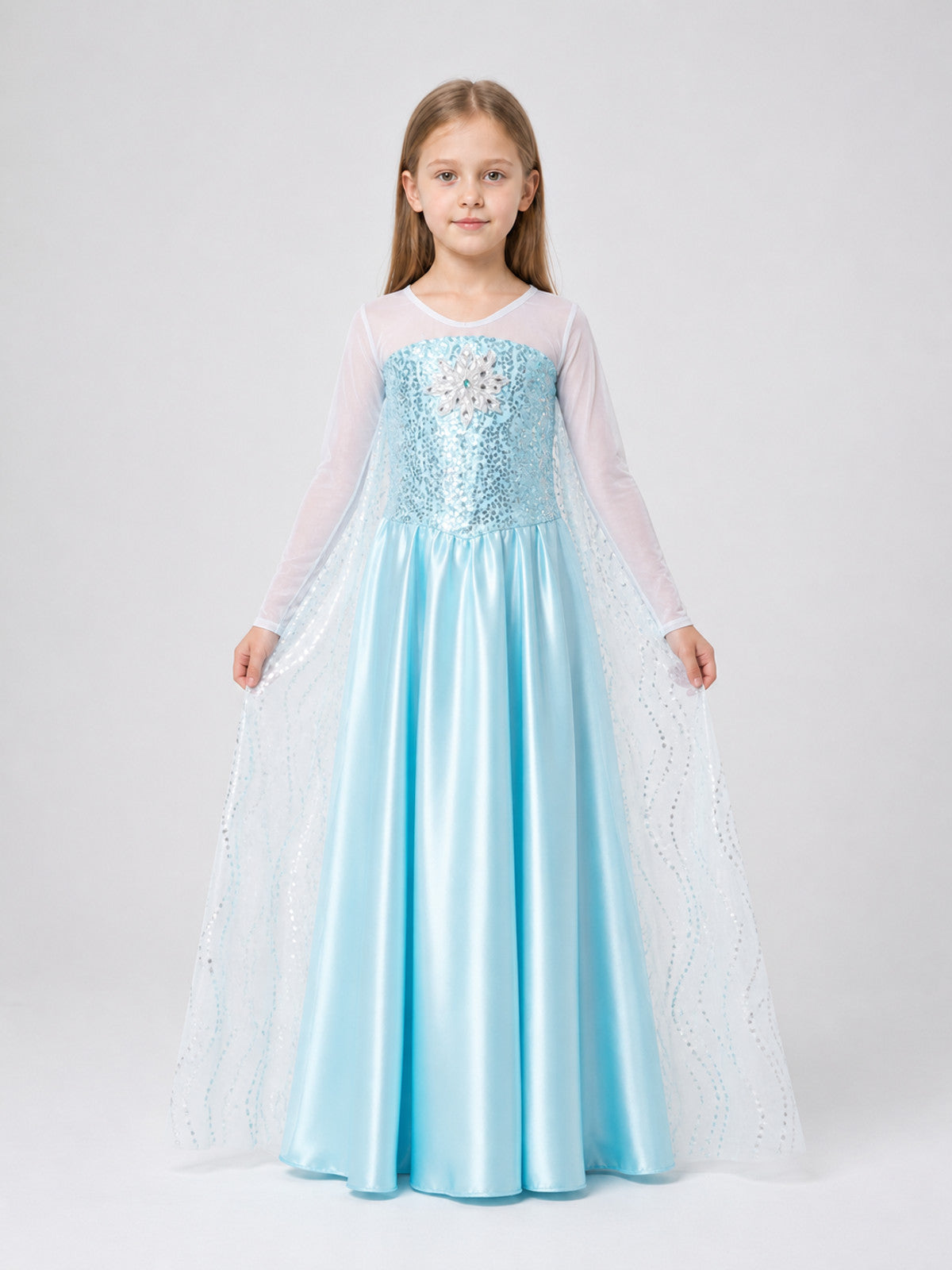 Children's Stage Dress Jumpsuit with Snowflakes on-model view