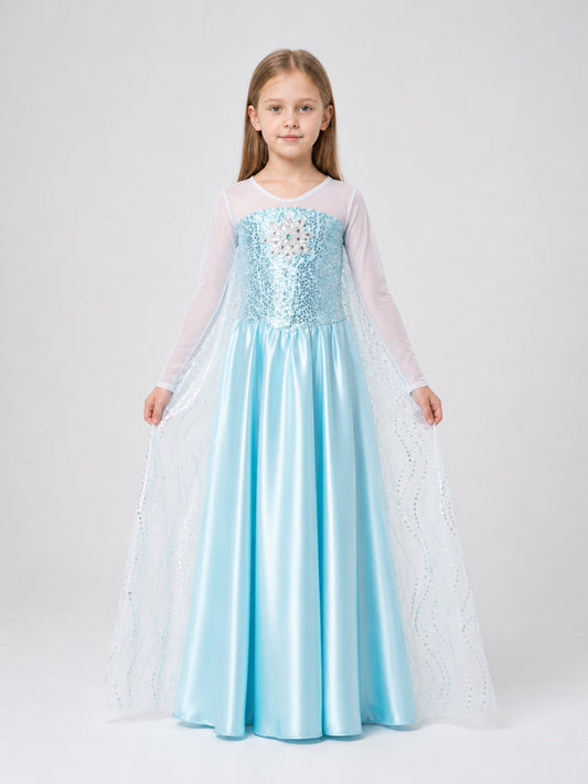 Children's Stage Dress Jumpsuit with Snowflakes on-model view