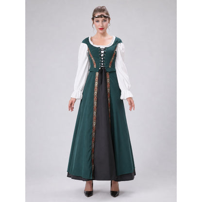 Retro Court-Style Dress with Headpiece
