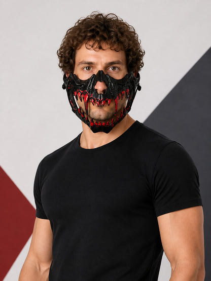 Black Halloween Mask with Red Fangs