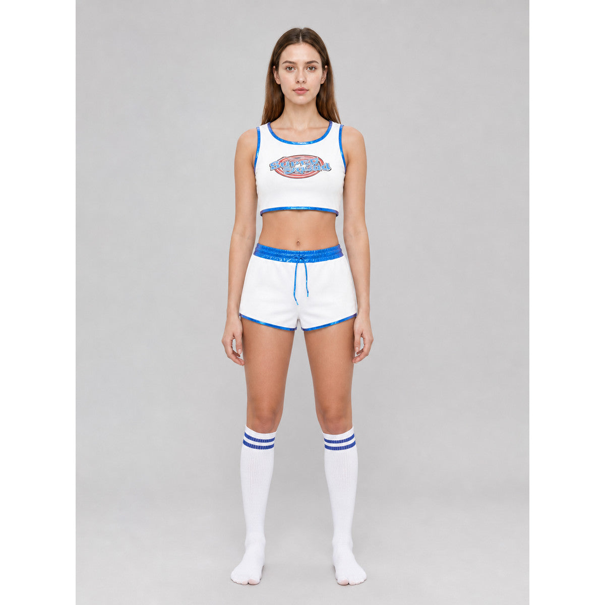 Bunny Costume: Top, Shorts, and Eared Headband front view