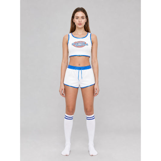 Bunny Costume: Top, Shorts, and Eared Headband front view