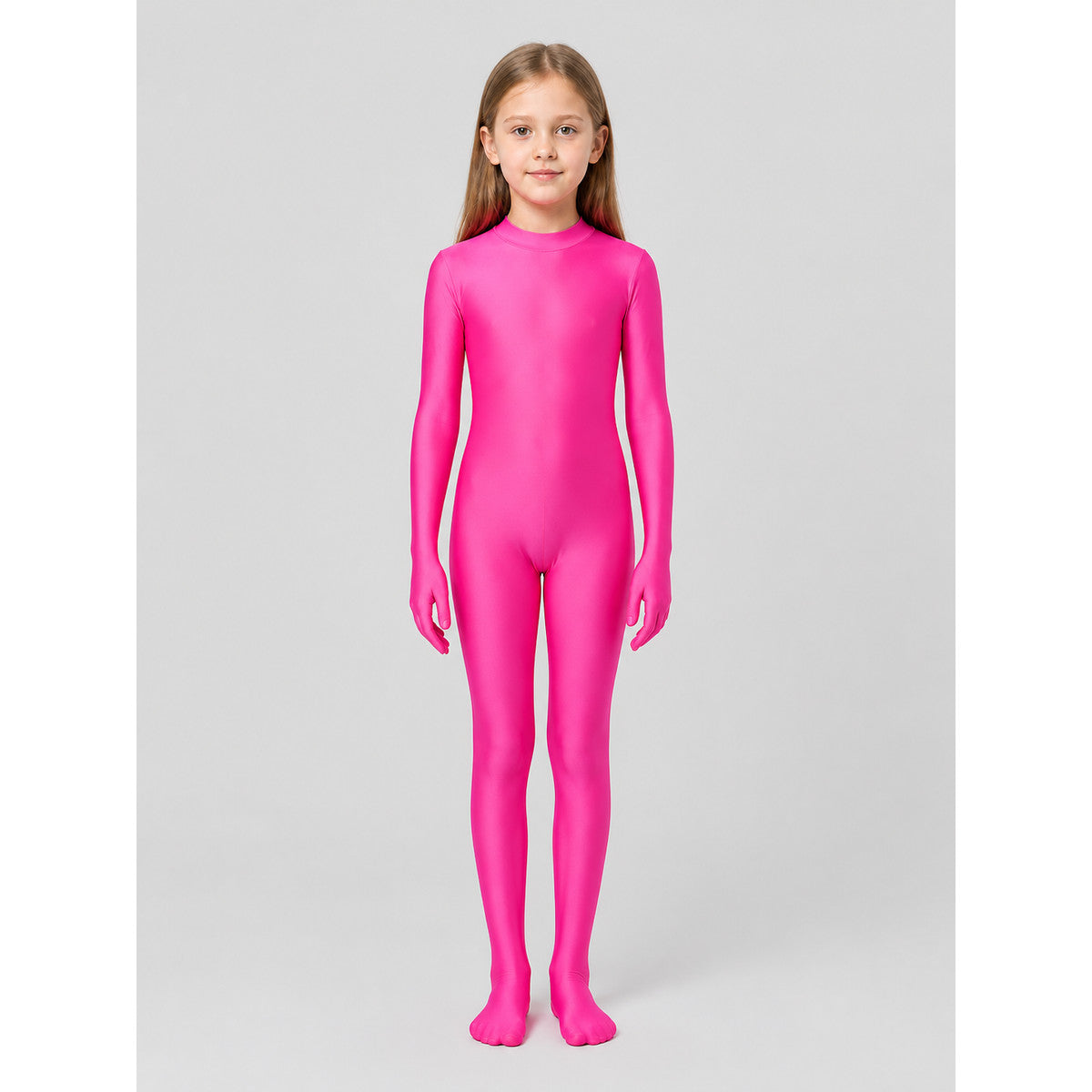 Bright Pink One-Piece Hooded Jumpsuit on-model view
